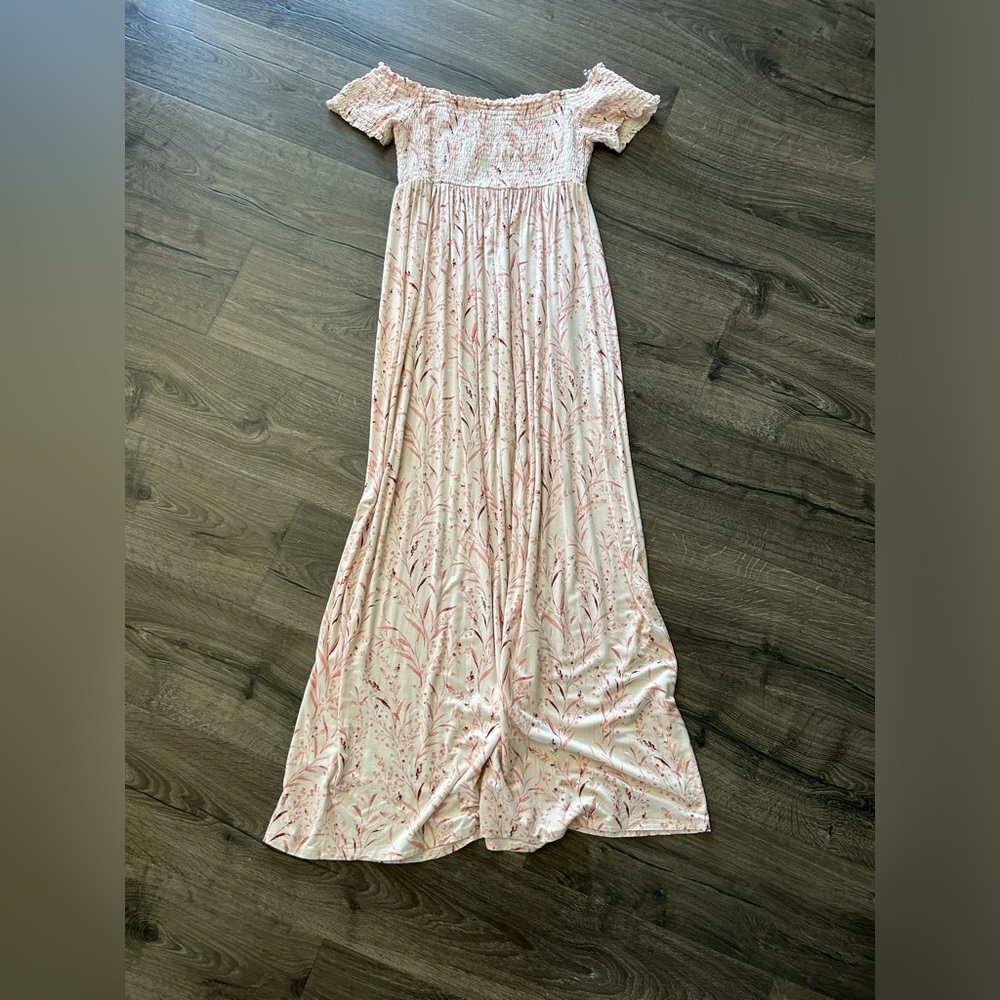 2/$40 Isabel Maternity by Ingrid & Isabel floral print off the shoulder a line M - Picture 2 of 6
